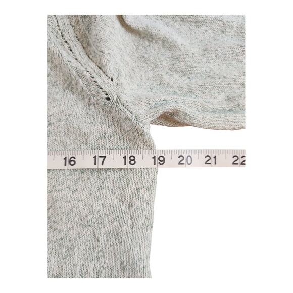 Pure J JIll cotton cardigan green cream knit open front sz small petite - Picture 11 of 14